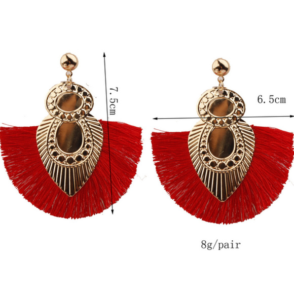 🍒 EAGLE 🦅 Gold Tassel Drop Earrings - Picture 2 of 3